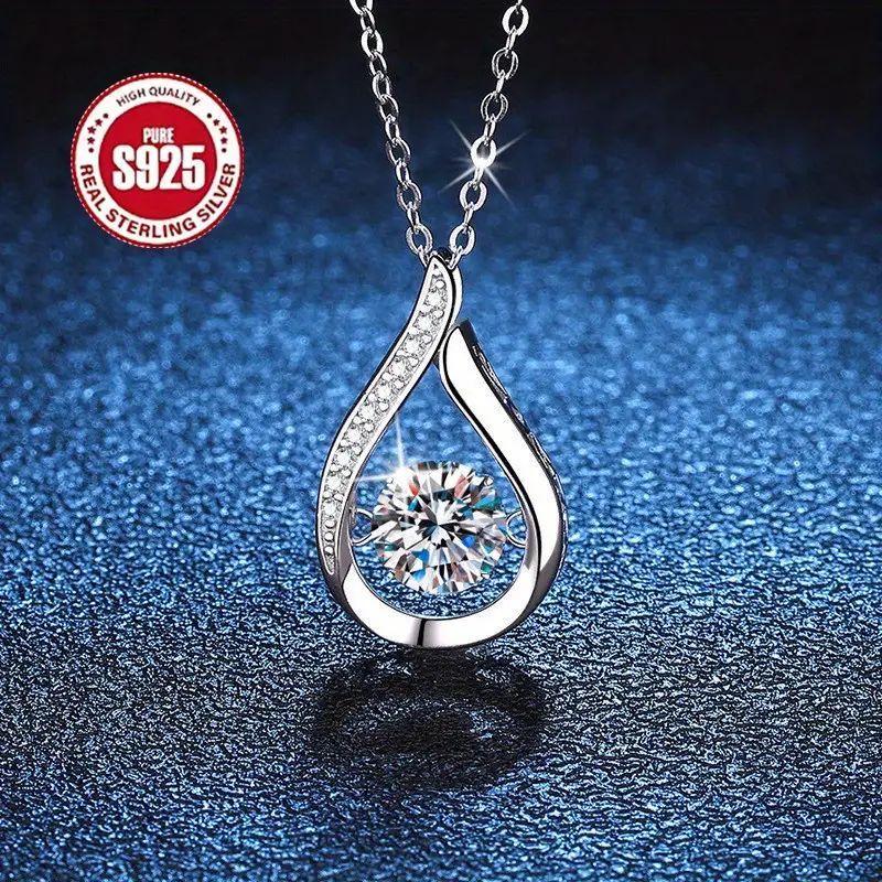 

925 Sterling Drop Sparkling Zirconia Pendant Necklace - A Multifunctional Style Fashion Accessory, Parties, Weddings, Anniversaries, Hypoallergenic, Nickel Free, Women's Jewelry