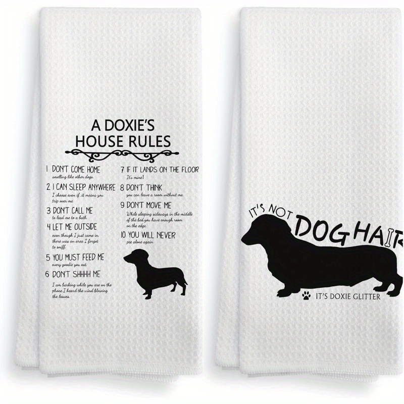 

2-piece Dachshund Kitchen Towels Set - 18x26" Woven Polyester Dish Cloths, Super Soft, Machine Washable, Contemporary Style Dish Towels With Dog Theme For Dog Lovers