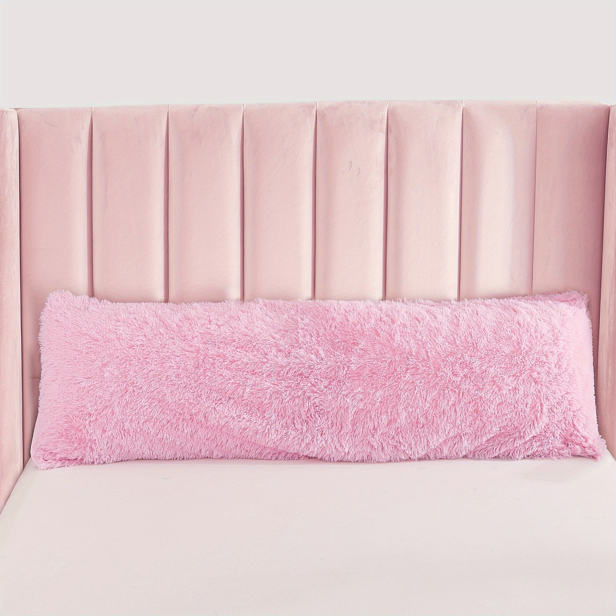 TEMU 1 pc Taie d'oreiller longue en peluche de couleur unie, Housse d'oreiller décorative, 1 pc Taie d'oreiller insert d'oreiller, Tissu doux et