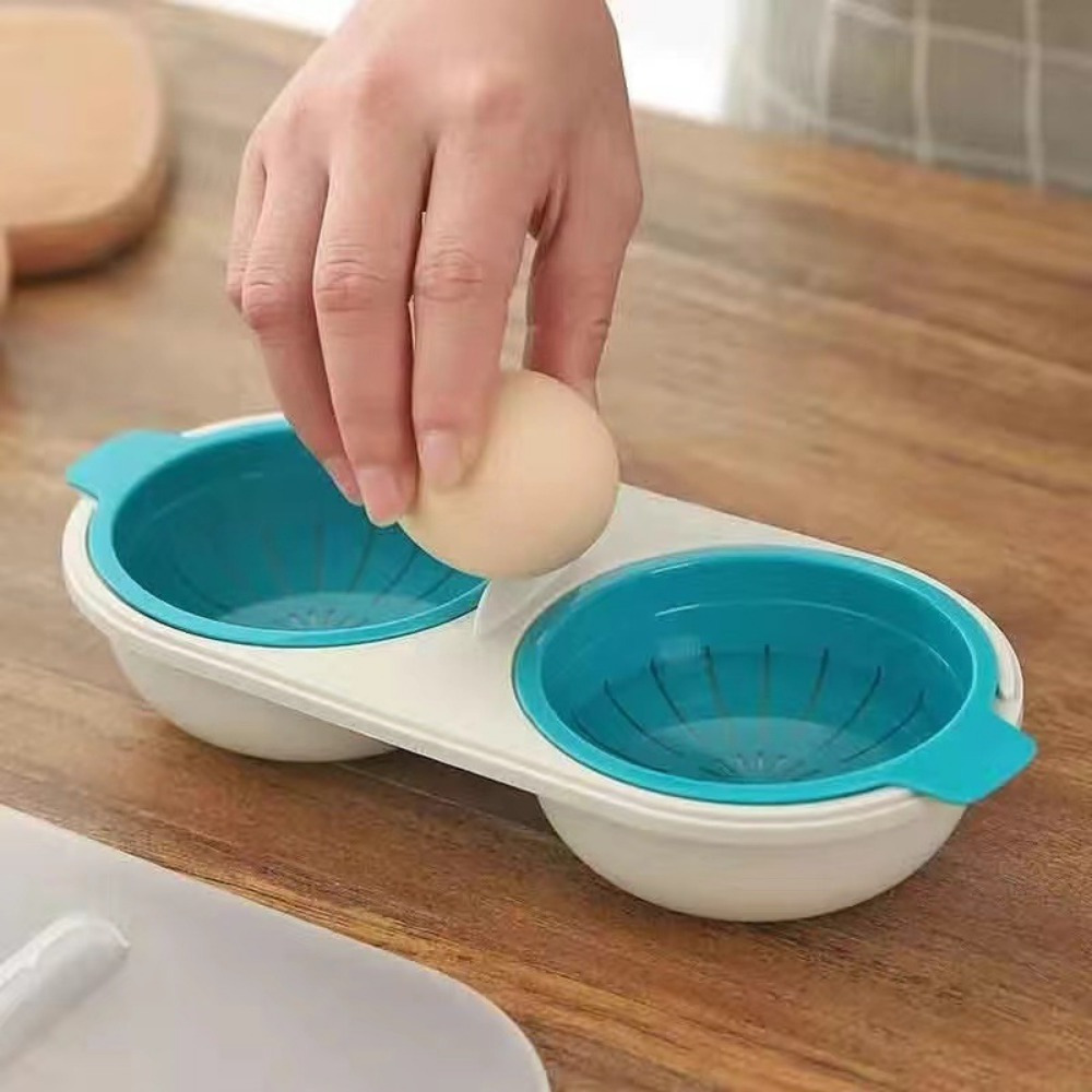 easy microwave egg poacher dual cup bpa free abs kitchen gadget for perfectly cooked eggs details 2