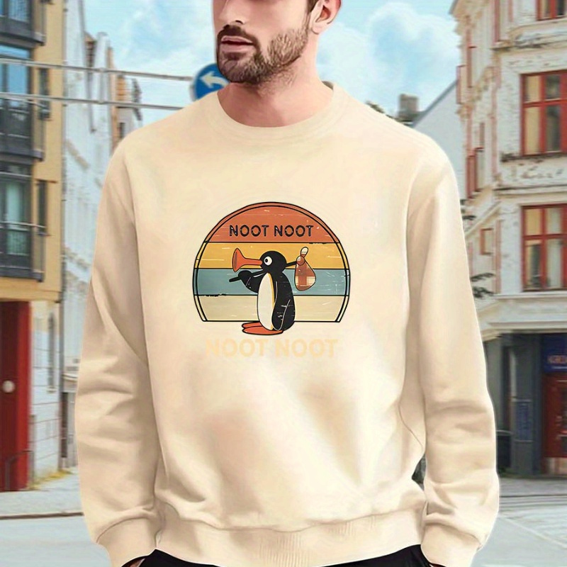 

Festive Penguin Print Sweatshirt: Casual, Knit, And Comfortable For Everyday Wear