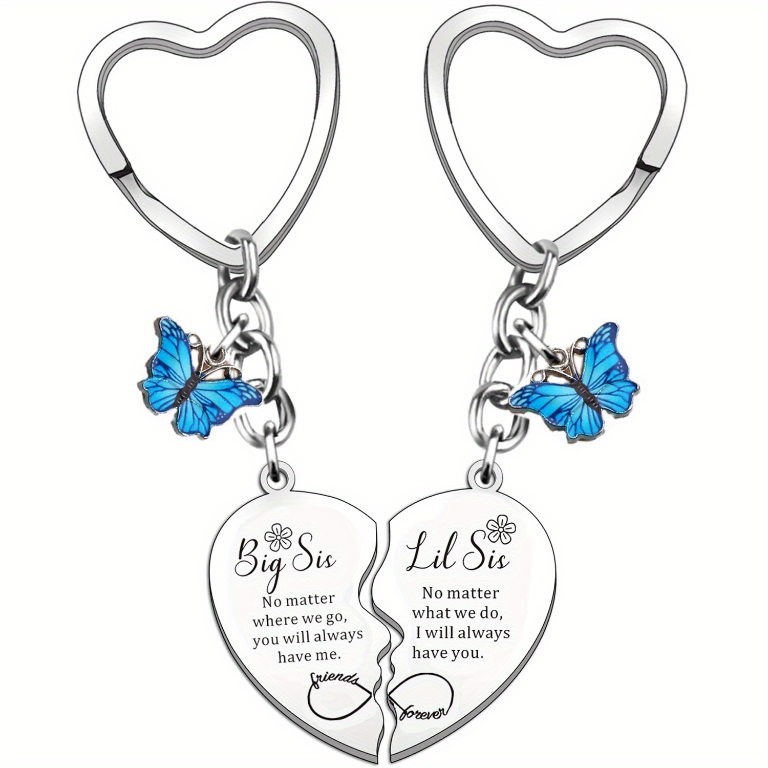 

Heartfelt Sister - 2pcs Stainless Steel 'big Sis' & 'little Sis' Keychain Set - Perfect Birthday Or Christmas Gift For Sisters