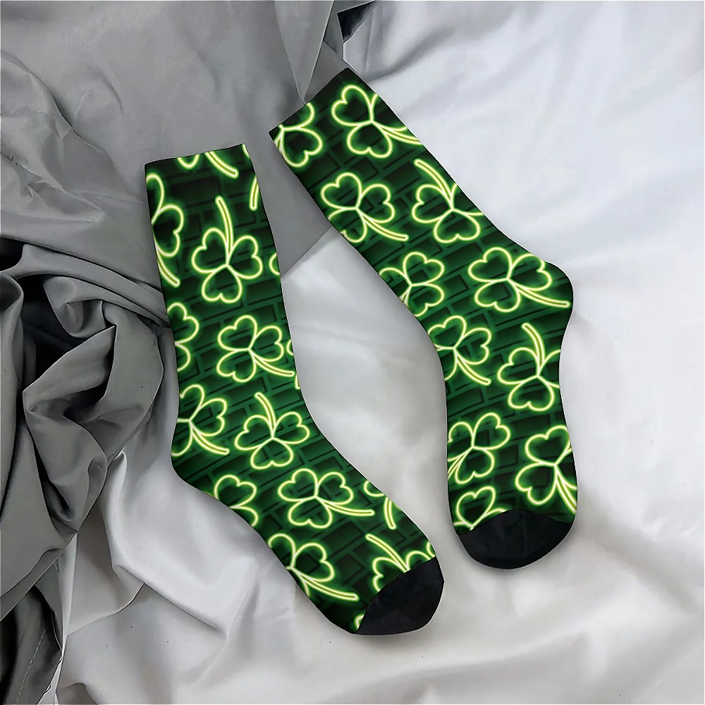 

Clover Print Novelty Socks - Seamless, Breathable Polyester For , Perfect Gift Idea