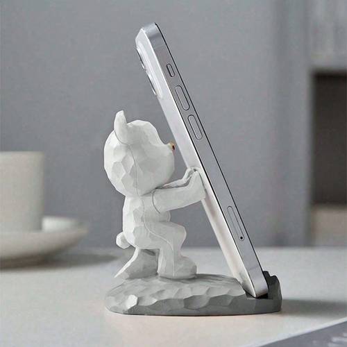 cute bear shape phone stand decoration made of abs material compatible with mobile phone and tablet suitable for desk bedside living room
