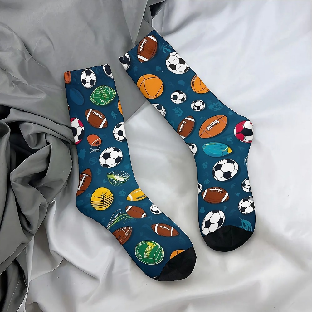 

Soccer-themed Crew Socks - Breathable, Fit With Fun Prints For , Perfect Gift Idea, Seamless Print, Boy Gift