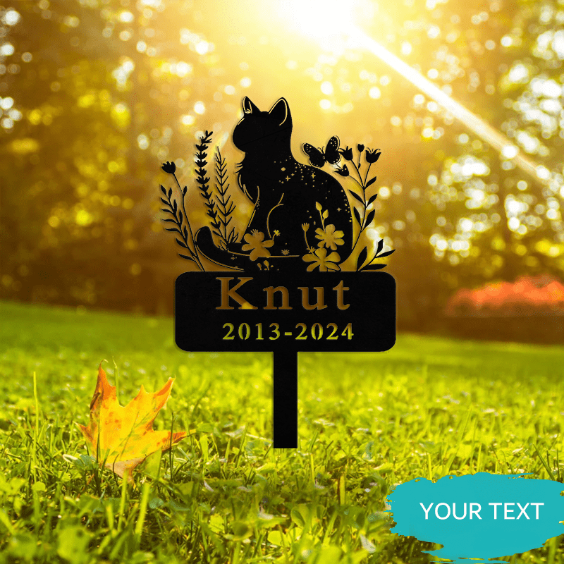 TEMU Piquet Commémoratif Personnalisé pour Chat - Marqueur de Tombe en Métal pour Chats, Cadeau de pour la d'un Animal de Compagnie, Articles
