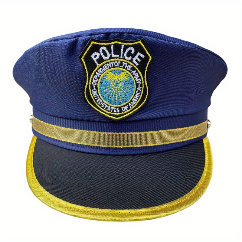 

1pc Cool And Polyester Police Hat, 100% Polyester Non-stretch Fabric, Hand Washable, For Cosplay, Halloween, Performances, Thanksgiving, Mardi Gras, And