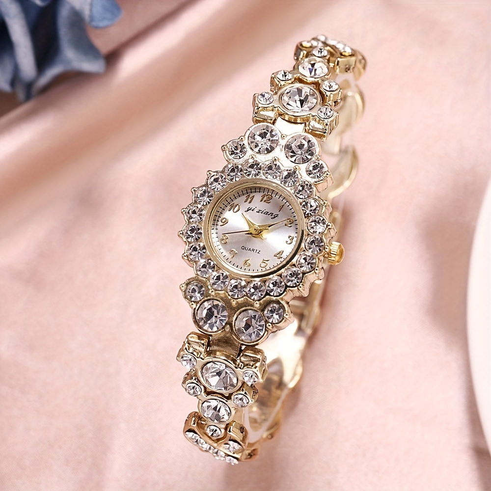 Montre Femme Fantaisie Dorée Avec Strass Et Son étui - Très Bon état