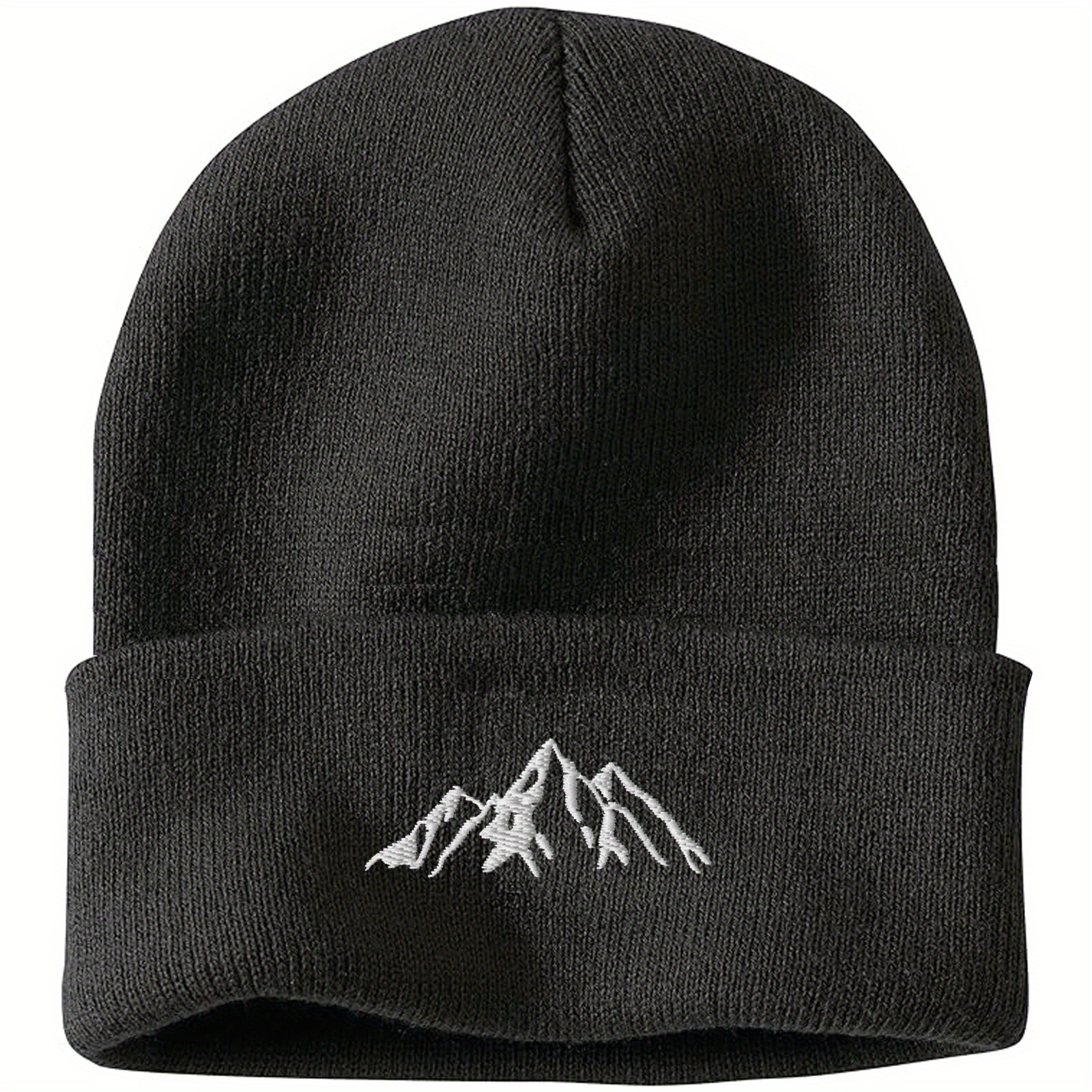 

Mountain Embroidered Knit Beanie: Soft, Stretchy, And Perfect For Everyday Wear - Men's Unisex Hat