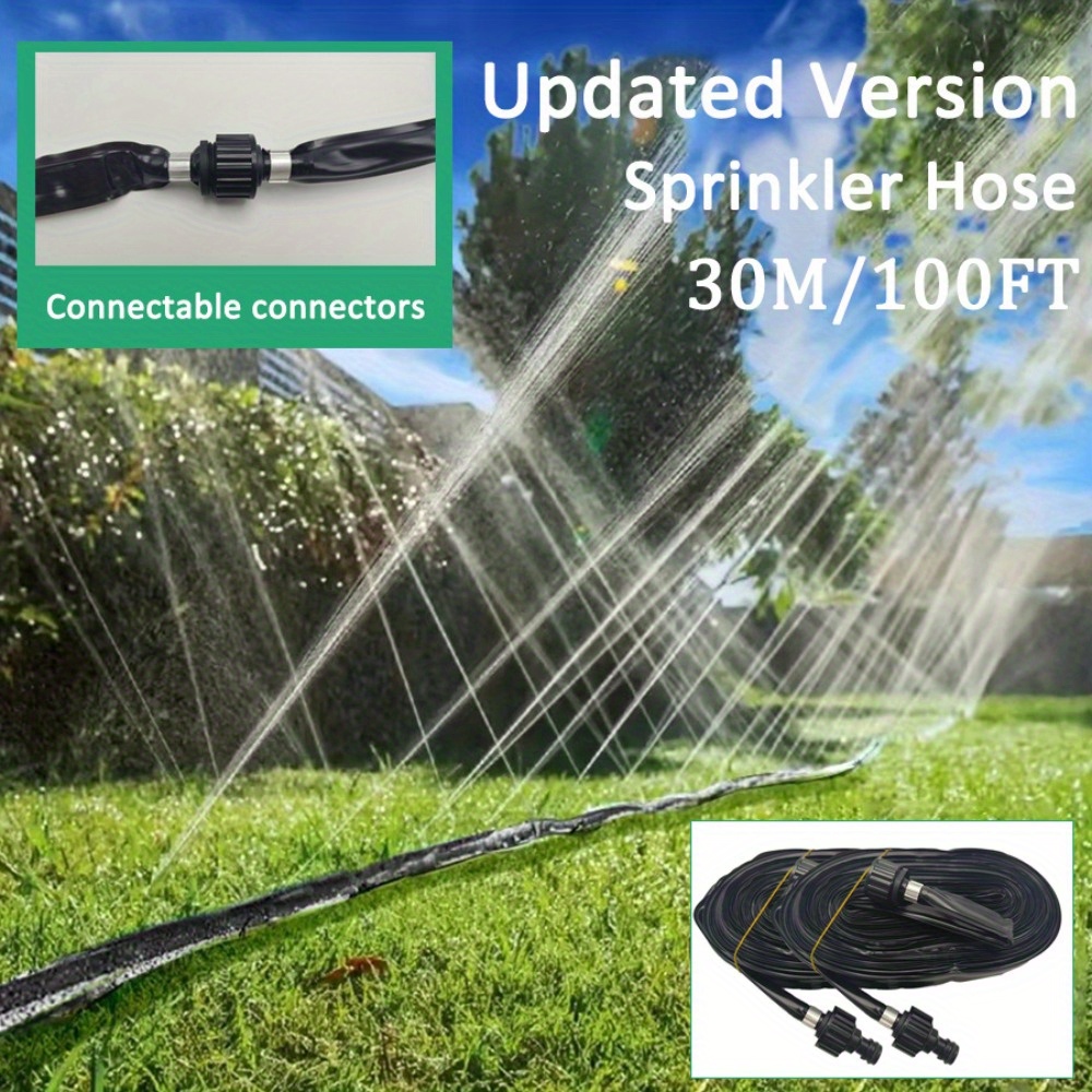 

100ft Vinyl Garden Soaker Hose With Connectable Connectors - Dual-thread European & American Compatibility, Sprinkler Watering Hose For Lawns, Leakproof Irrigation System For Efficient Water Saving