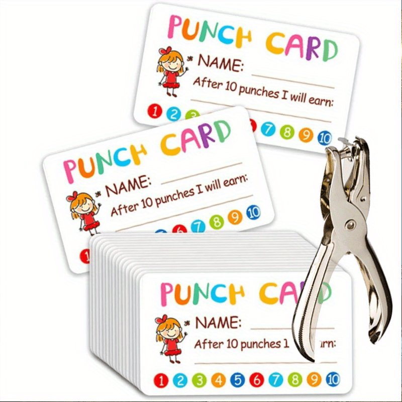 

100pcs Punch Cards With Hole Puncher My Reward Cards For Classroom Home Behavior Incentive Motivational Cute Cards