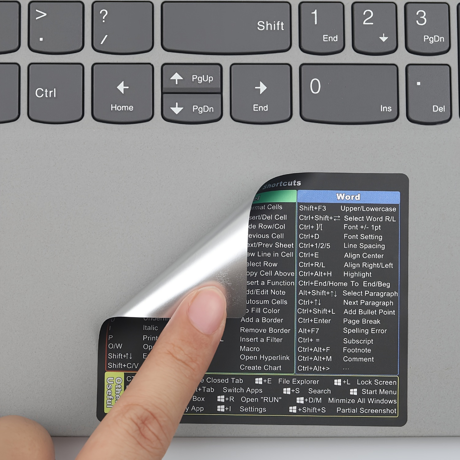 Windows, Word & Excel Universal Color Shortcut Stickers - Reusable Vinyl Material, No Residue, Semi-Matte End