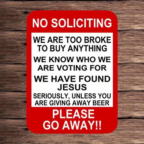 waterproof no soliciting sticker reusable funny cartoon design for front door waterproof stickers