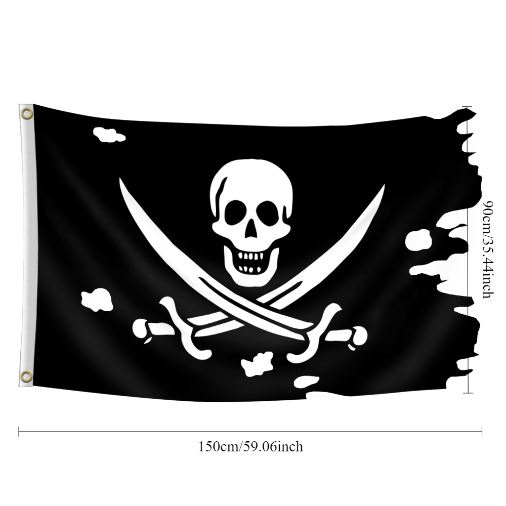 1pc Pirate Flag - Durable Polyester, Single-sided With Double Stitching, 3x5ft/2x3ft, 2 Grommets - Ideal For Festivals, Dorms, Parties, Home & Garden Decor, Nautical Decor