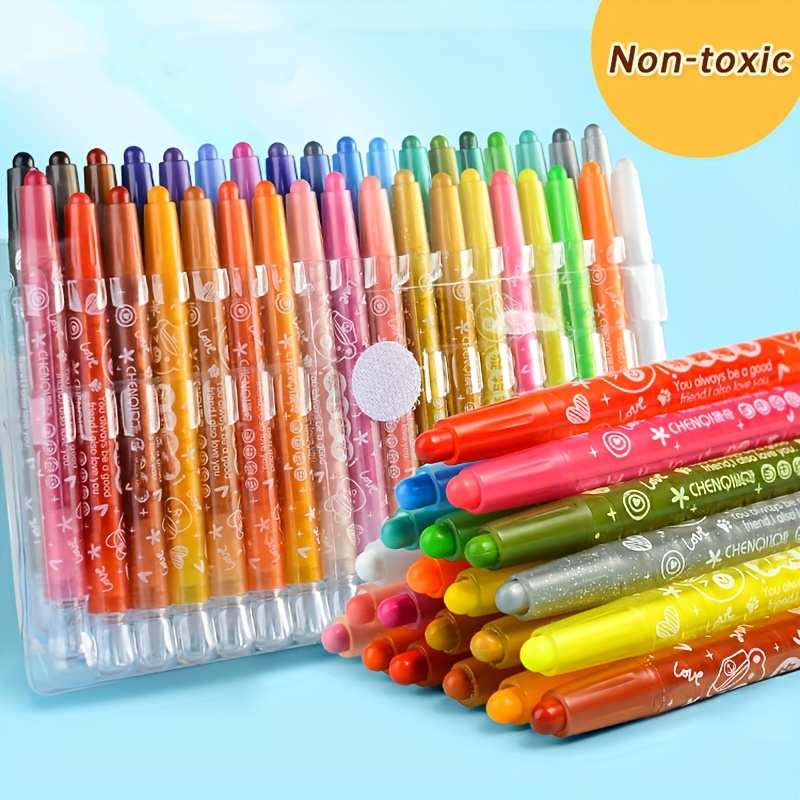 

Student Rotatable 12-color Crayon Set - Erasable Bucket Color Painting Pens, Storage And Not Easy To , High- Supplies, Suitable For Beginners And Non-professionals, Painting And Graffiti Crayon Set