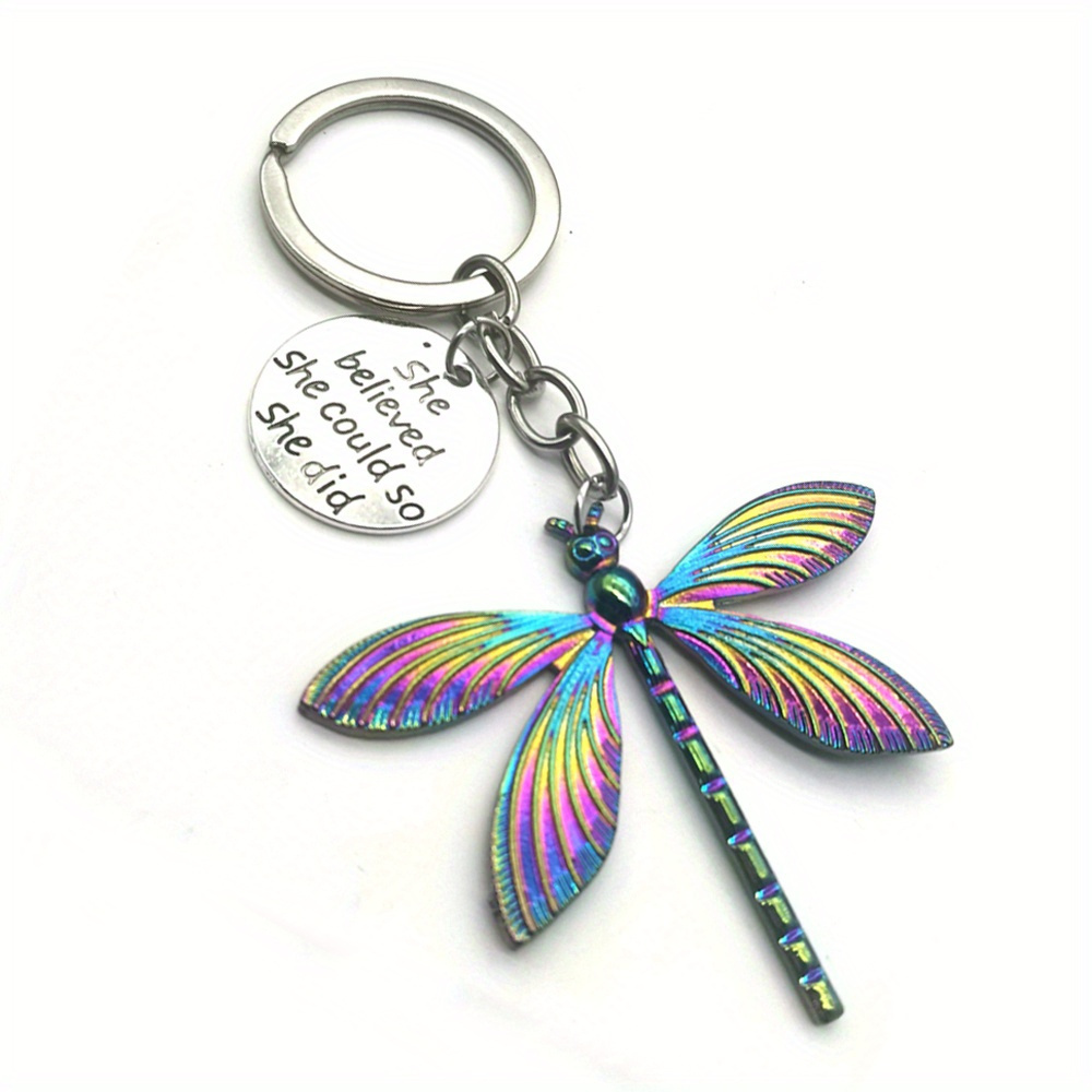 TEMU 1pc Dragonfly Keychain - Fashion Spiral Metal Pendant With Unique Neutral Keyring Jewelry