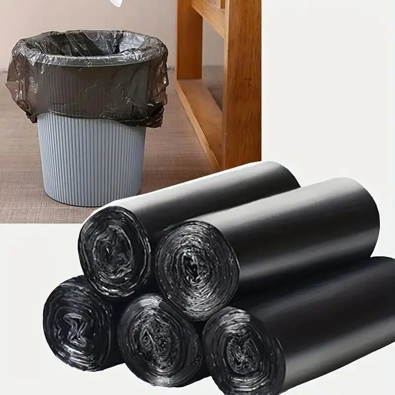   200pcs black disposable trash bags suitable for home kitchen bathroom toilet camping car and pet use multi purpose cleaning tool made of plastic details 2