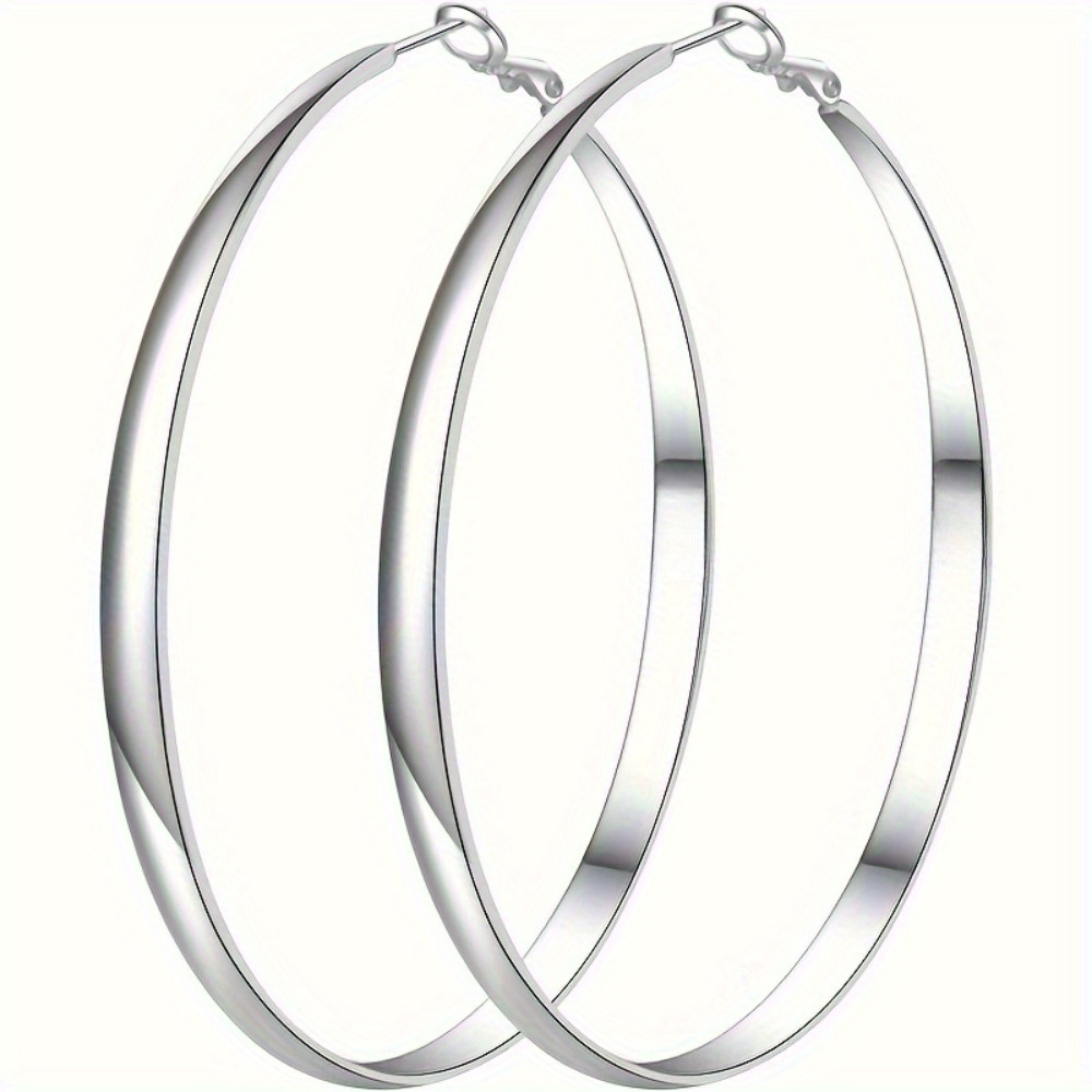 

Luxurious Oversized Silvery Hoop Earrings For Women - Hypoallergenic, Thin, Stylish, And Comfortable For Daily Wear - Perfect For Sensitive Skin And Any Occasion