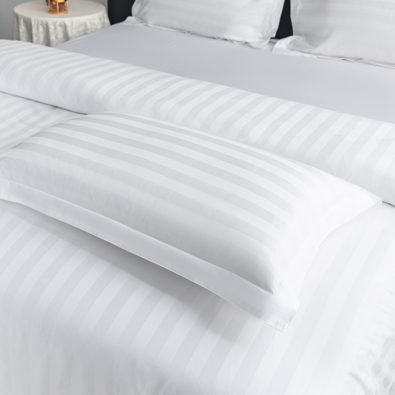 

Elegant White Striped Cotton Pillowcase - Soft, Comfortable, And Perfect For Master Bedroom Or Guest Room - Machine Washable, 100% Cotton, 40 Thread Count, Striped Design, Envelope Closure