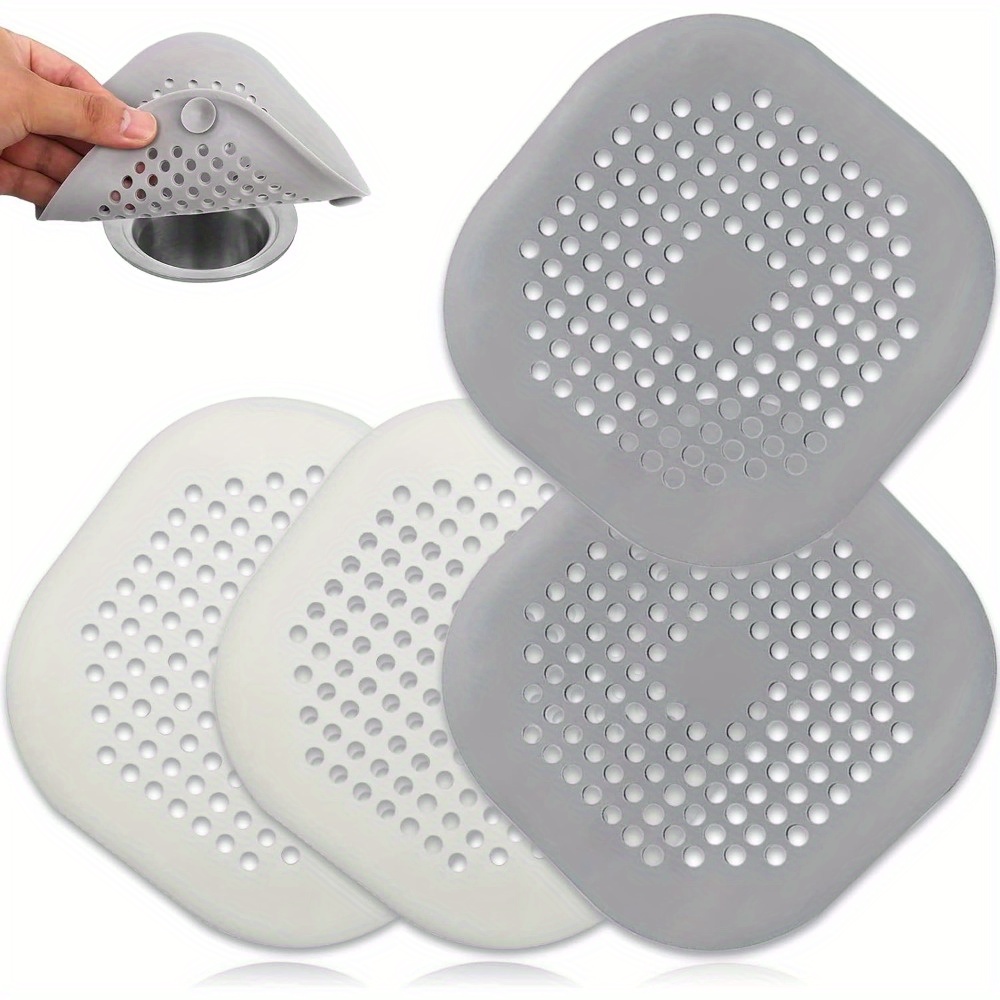 

Lot de 4 Attrape-Cheveux en Silicone pour Égouts de Douche - , Facile à Nettoyer avec Ventouses, pour Éviers de Salle de Bain & Cuisine