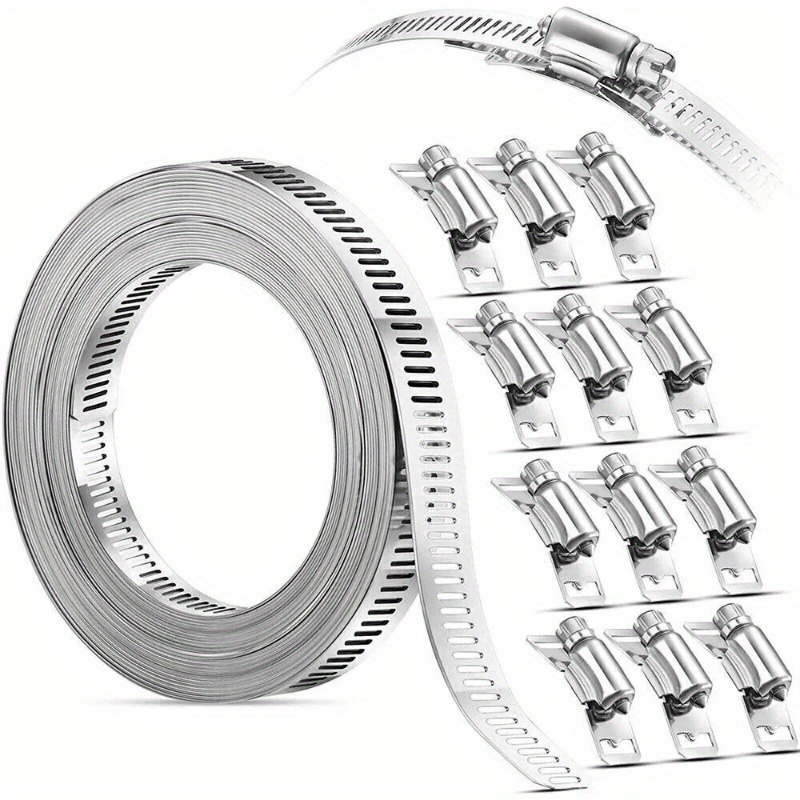 304 Stainless Steel Hose Clamp Strap Screw Band With Fasteners Worm Gear Clip Adjustable Pipe Ducting Hose Clamp