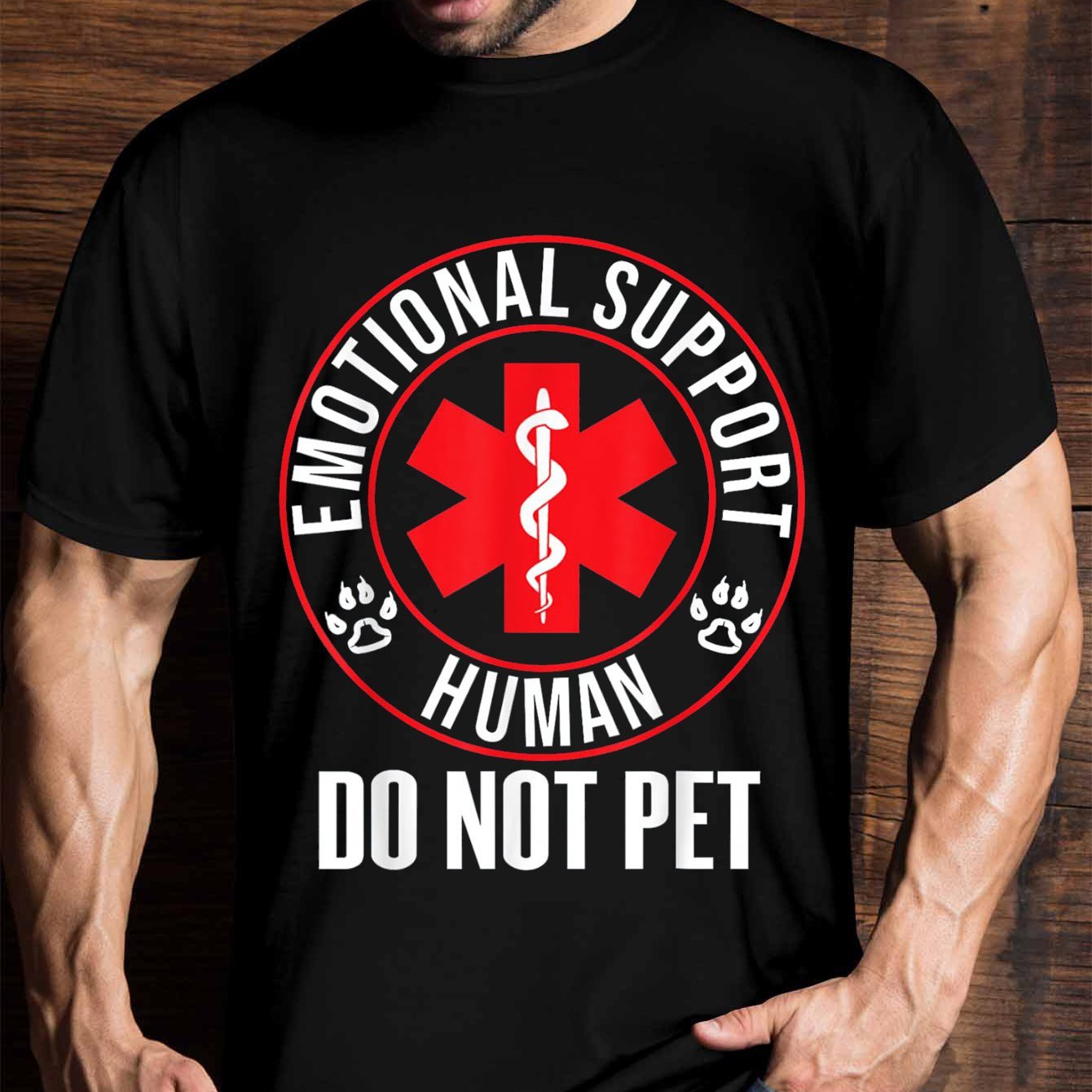 

Emotional Support Human, Please Do Not Touch-service Dogs, Love, Men, Men's Funny T-shirt Graphics, Short-sleeved Novel T-shirt Classic Version, Round Neck, T-shirt