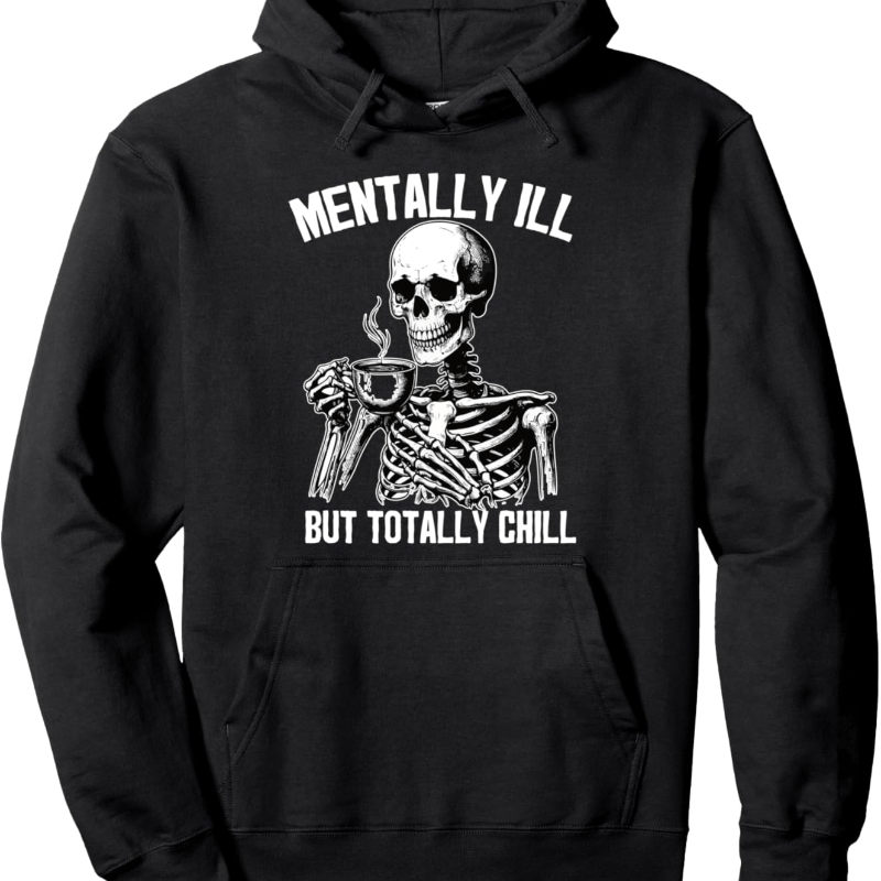 

Mentally Ill But Trendy Cotton Hooded Sweatshirt, Street Style Sweatshirt, Crew Neck Sweatshirt, Ultra Soft, Breathable, 4 Seasons Casual Hooded Sweatshirt, Perfect For Daily Wear, Casual Outings