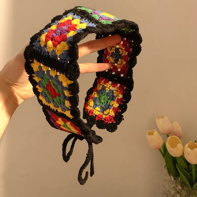 

3pcs Crochet Bandana Headband Vintage Fashion Ladies Hair Scarf Flower Knitted Holiday Headband Bohemian Hair Accessories