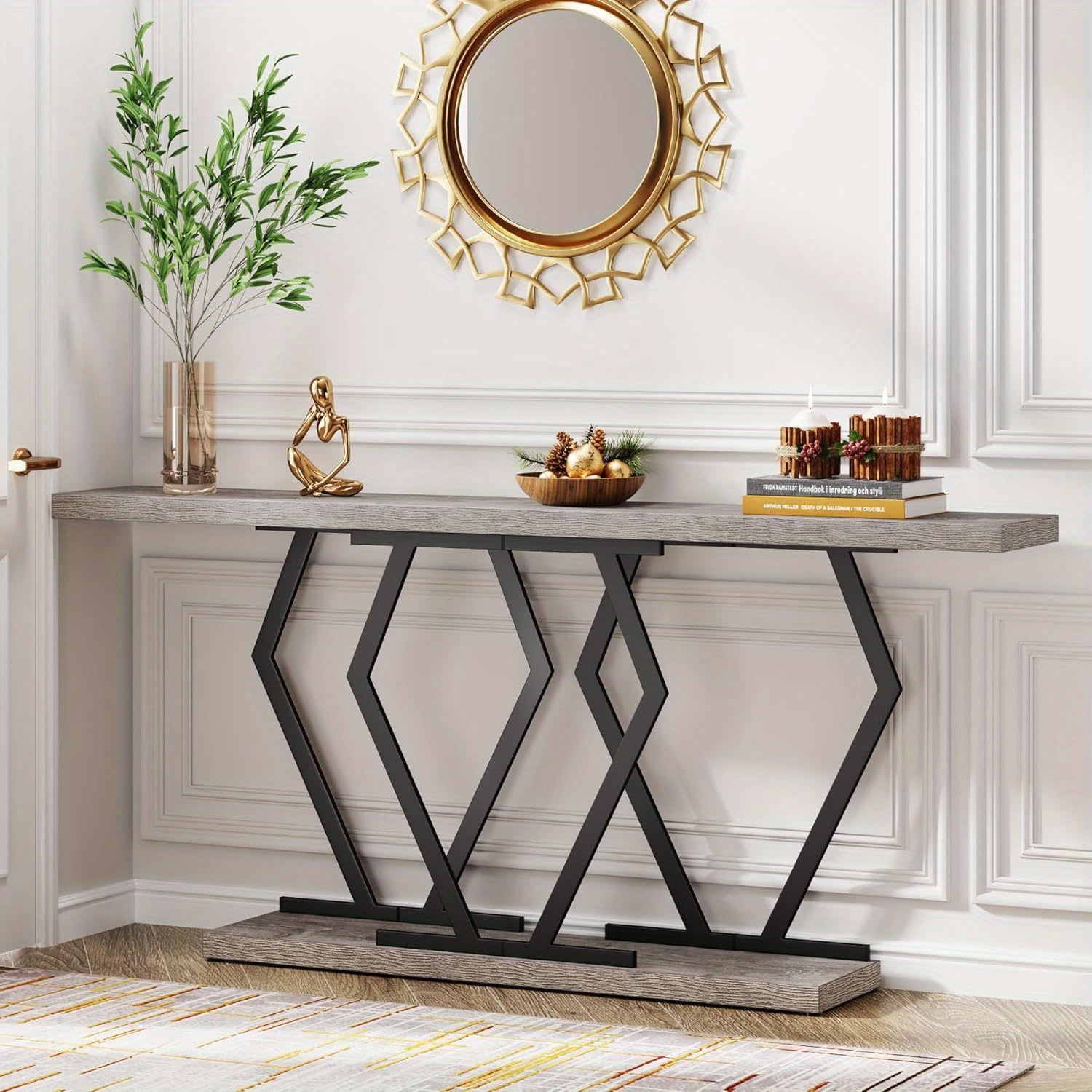 console table marble tabletop extra long sofa table Temu