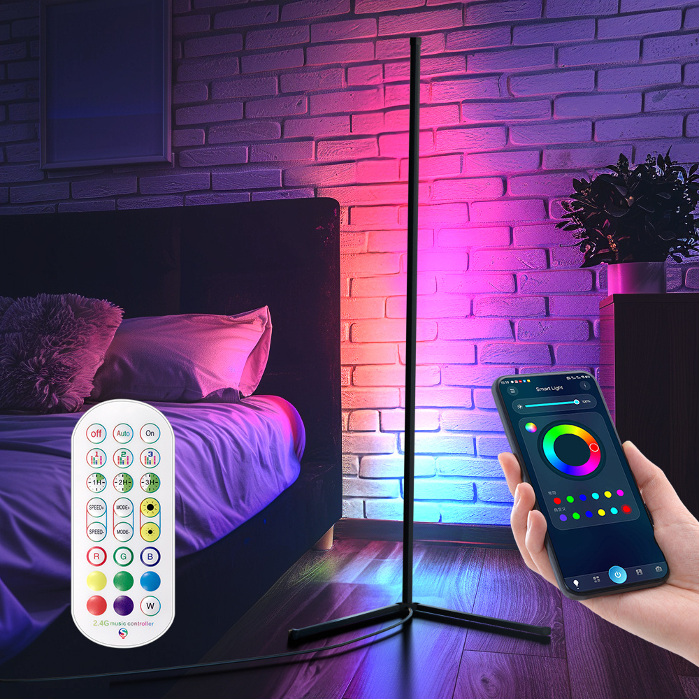 

Corner Floor Lamp, Color Changing Led Floor Lamp With Music , Modern Mood Lighting Corner Lamp With Remote & App Control, Creative & Timing, Rgb Floor Lamp For Living Room Gaming Room