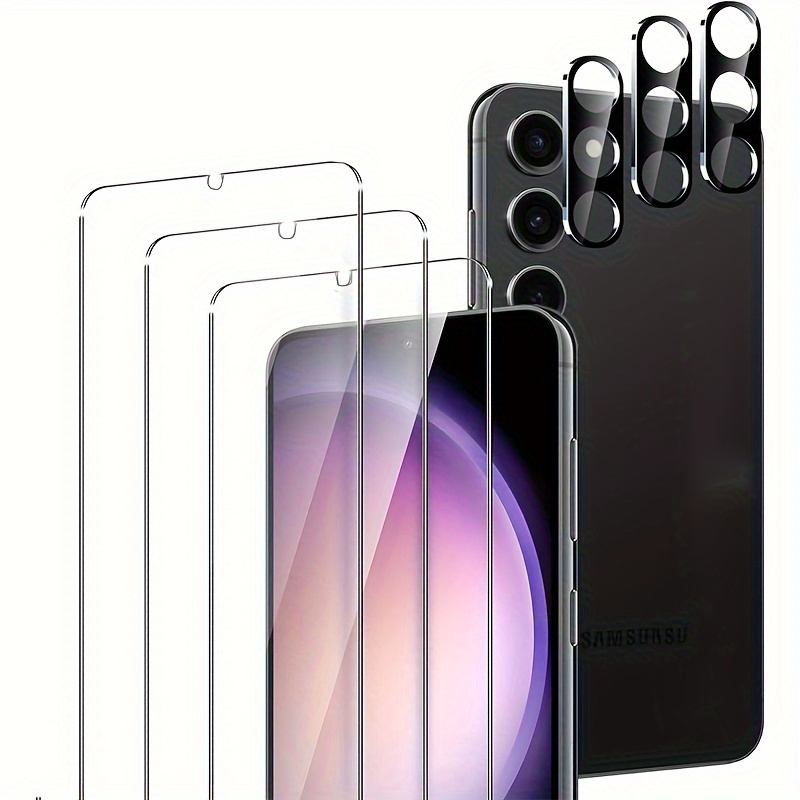 

6-in-1 Tempered Glass Screen Protector Set S24 Plus/s24/s24 Ultra/s21/s23/s22+/23+ - 3 Piece Screen Protector With 3 Piece Camera Lens Cover And Ultrasonic Support