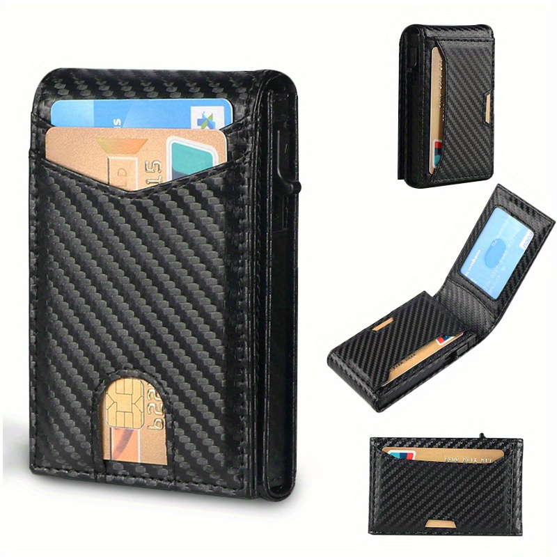 

Men's Tactical Wallet, Minimalist Leather Card Holder With Transparent Id Window, Anti-theft Rfid Blocking Dual-fold Slim Wallet