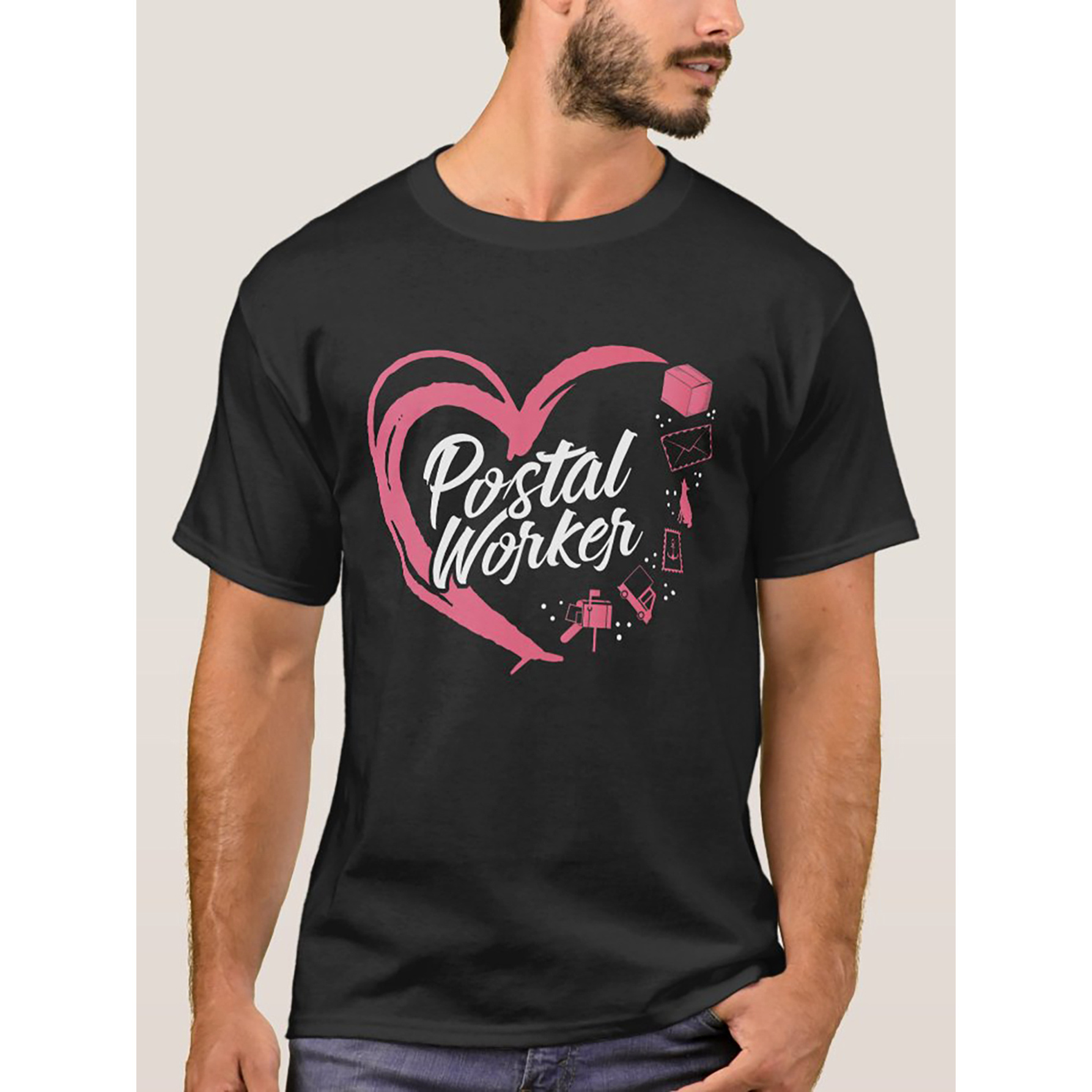 

Postal Workerheart T-shirt Mens Tshirt Unisex Graphic Novelty Cotton Short-sleeve T-shirt