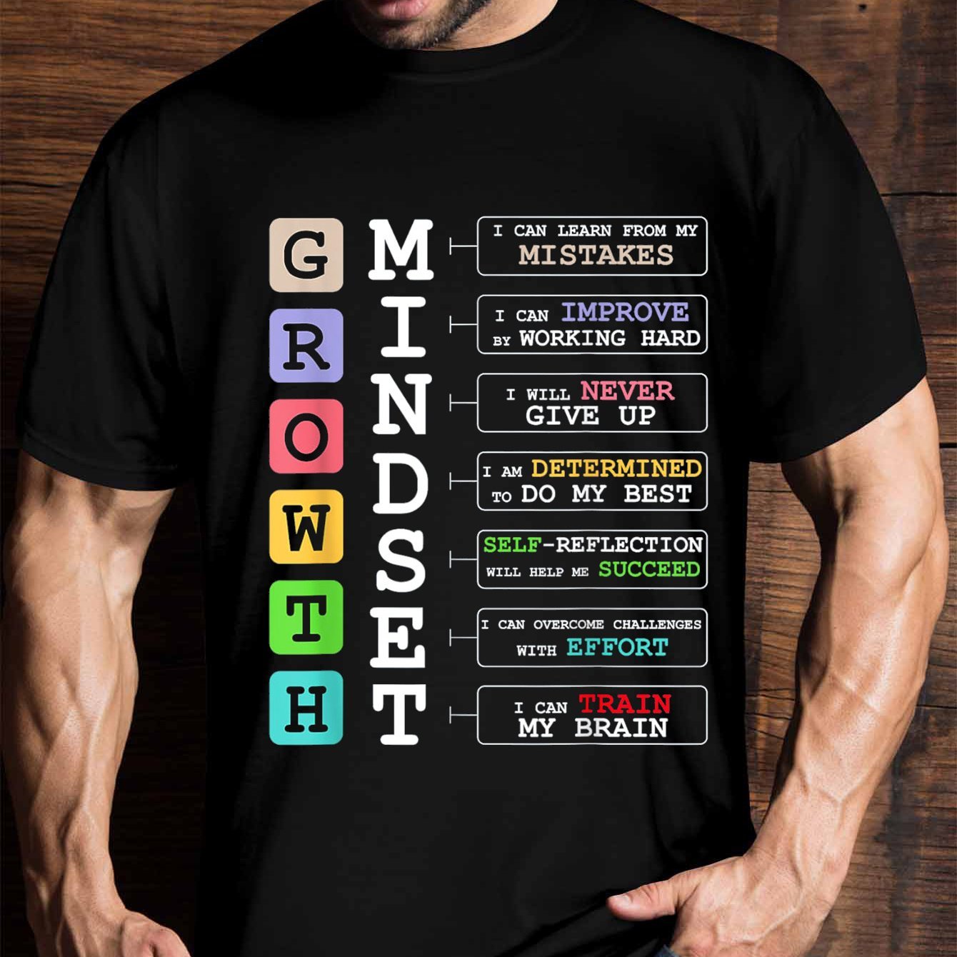 

Growth Mindset T-shirt Positive Energy School Classroom Teacher Gift T-shirt Men's Graphic Humorous And Interesting T-shirt Short Sleeved Novel T-shirt Classic Version Round Neck T-shirt