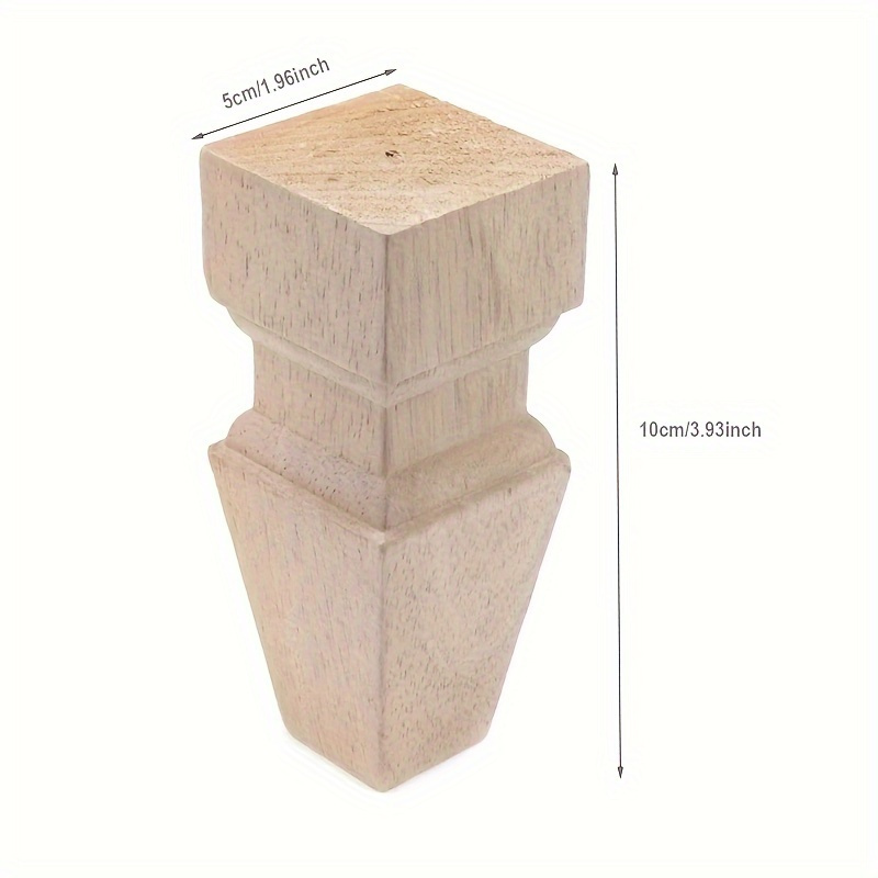 4-Pack Unfinished Solid Wood Furniture Legs - Modern Minimalist Carved Sofa &amp; Cabinet Feet for DIY Craft Supplies