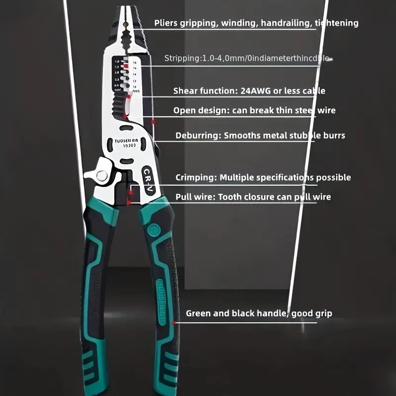 10 in 1 multifunctional cable pliers stripping pliers pointed nose pliers tools for automotive and motorcycle maintenance details 3