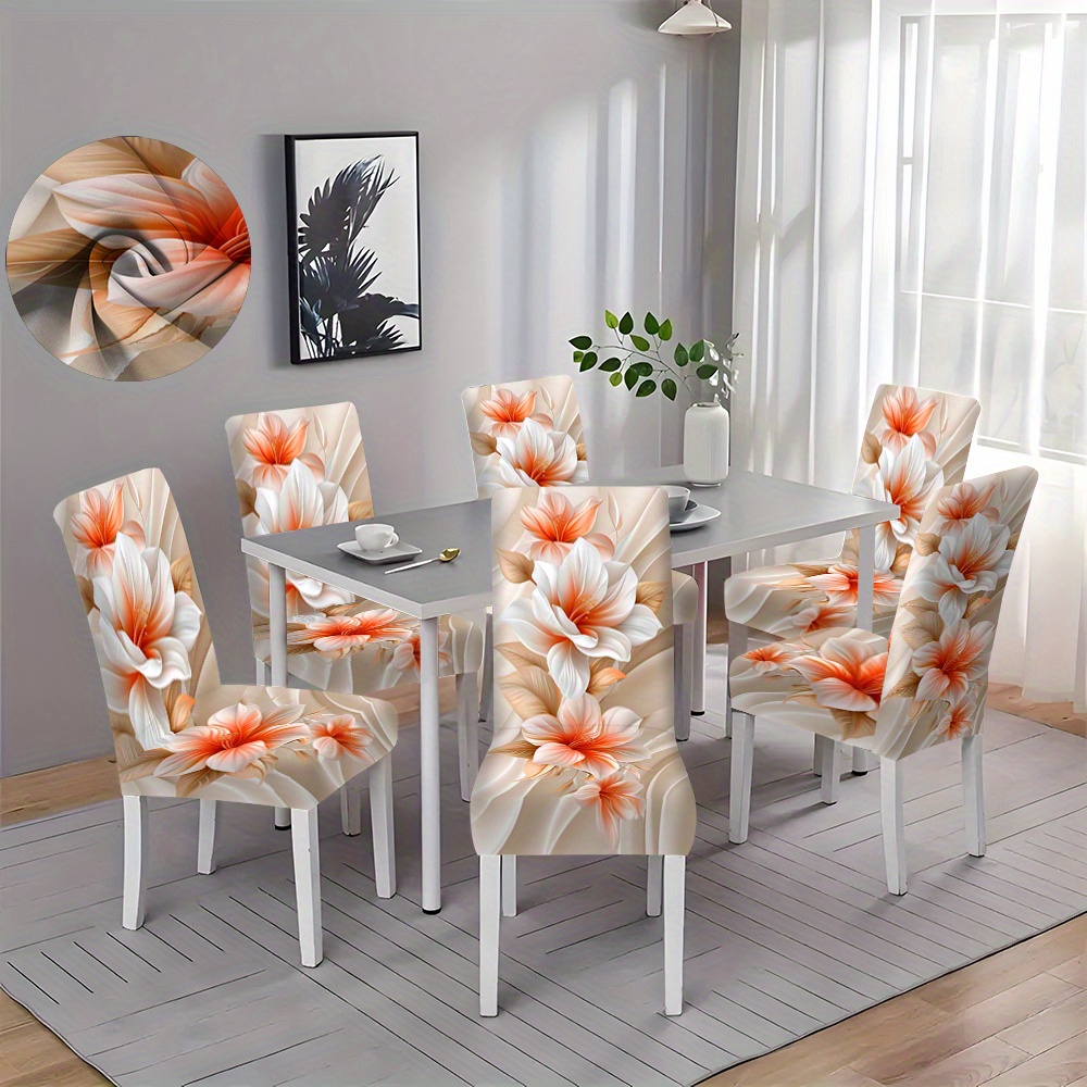 

Luxury Floral Print Chair Slipcovers 2/4/6pcs - Removable & Washable Dining, Living Room & Kitchen Chair Covers - Stain & Wear Resistant - Home Party Decor