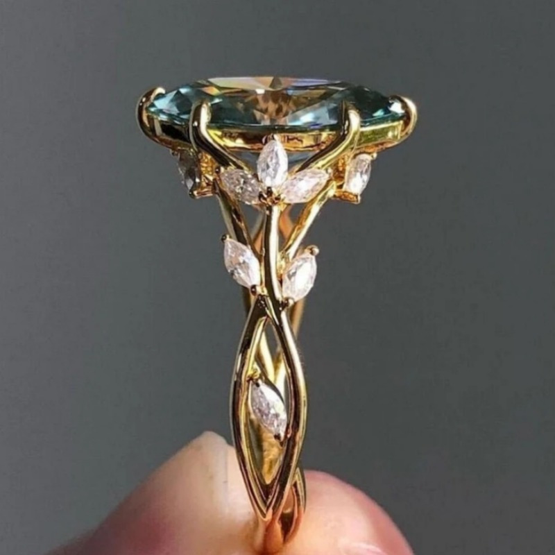 E-shop Vintage Art Deco Ring Blau Grün Marquise Zirkonia Verlobungsring Hochzeit Brautring