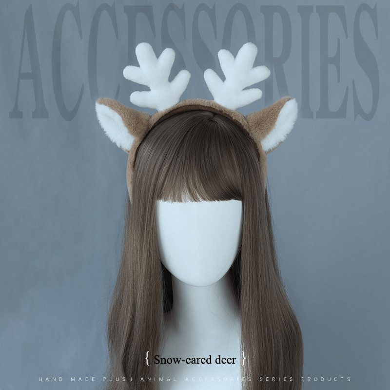 

Christmas Reindeer Antler Headband - Plush Snowflake Ear Hair Accessory For Holiday Parties & Cosplay