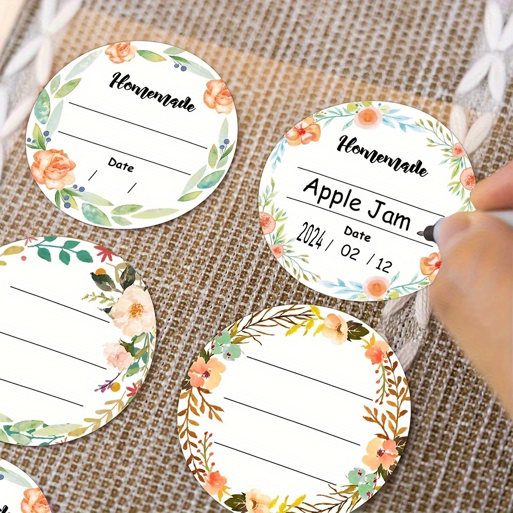 

500-pack Watercolor Floral Canning Labels - 2 Inch Round Write-on Date And Contents Stickers For Mason Jars, Spice Jars - Easy Peel And Stick, Ideal For Food Storage & Organization, Paper Material