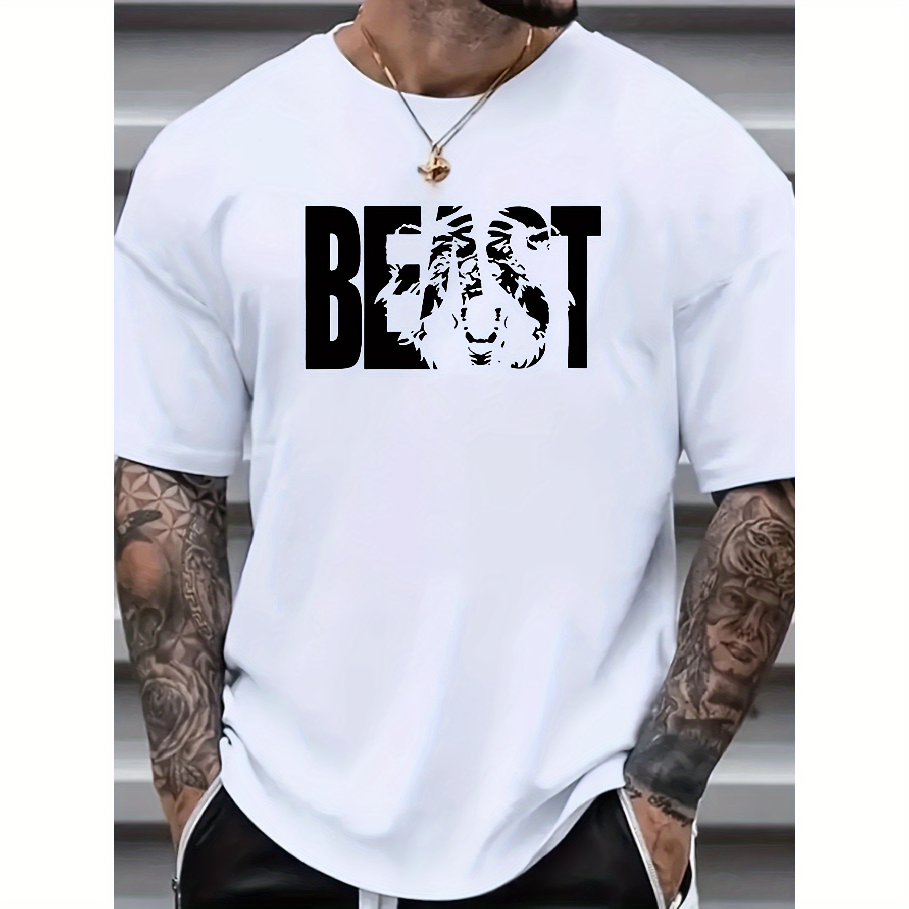 

Plus Size Clothing, Printed Men's Casual T-shirt Short Sleeve Breathable Comfortable T-shirt Men's Summer Top