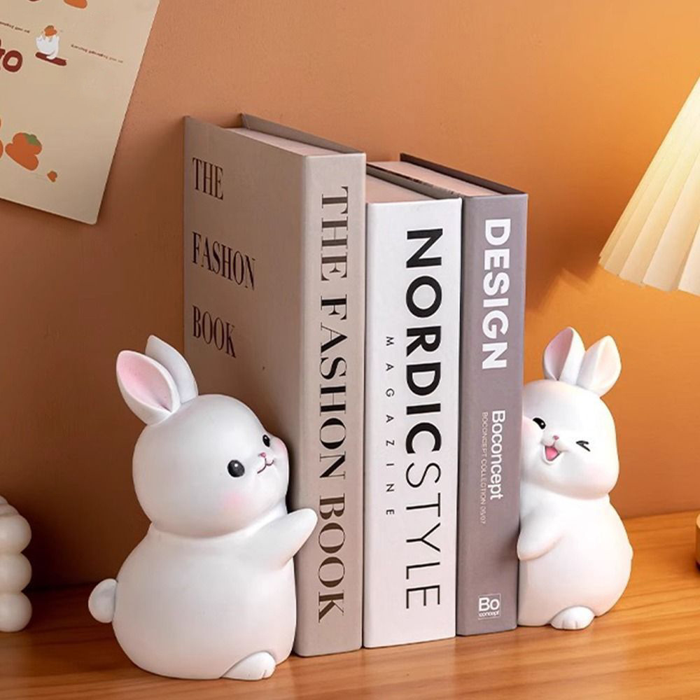 

2pcs Bookends - Resin, Multi-use Rabbit Ornaments For Decor