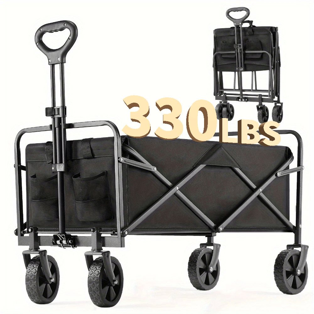 

Folding Wagon Cart With Large Wheels, - Camping, Gardening, Sports & Shopping Cart With Wheels Foldable Wagon