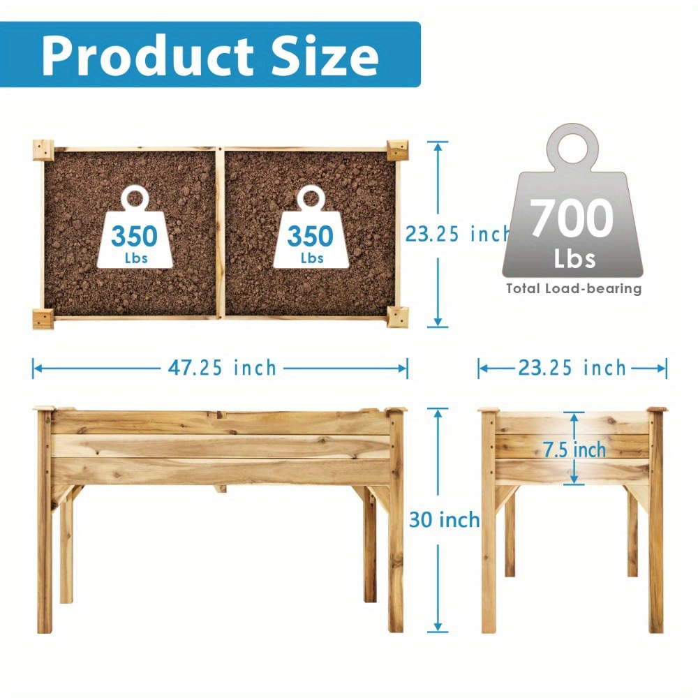 L X W X H Acacia Wood Raised Garden Planting Bed Legs Raised Temu