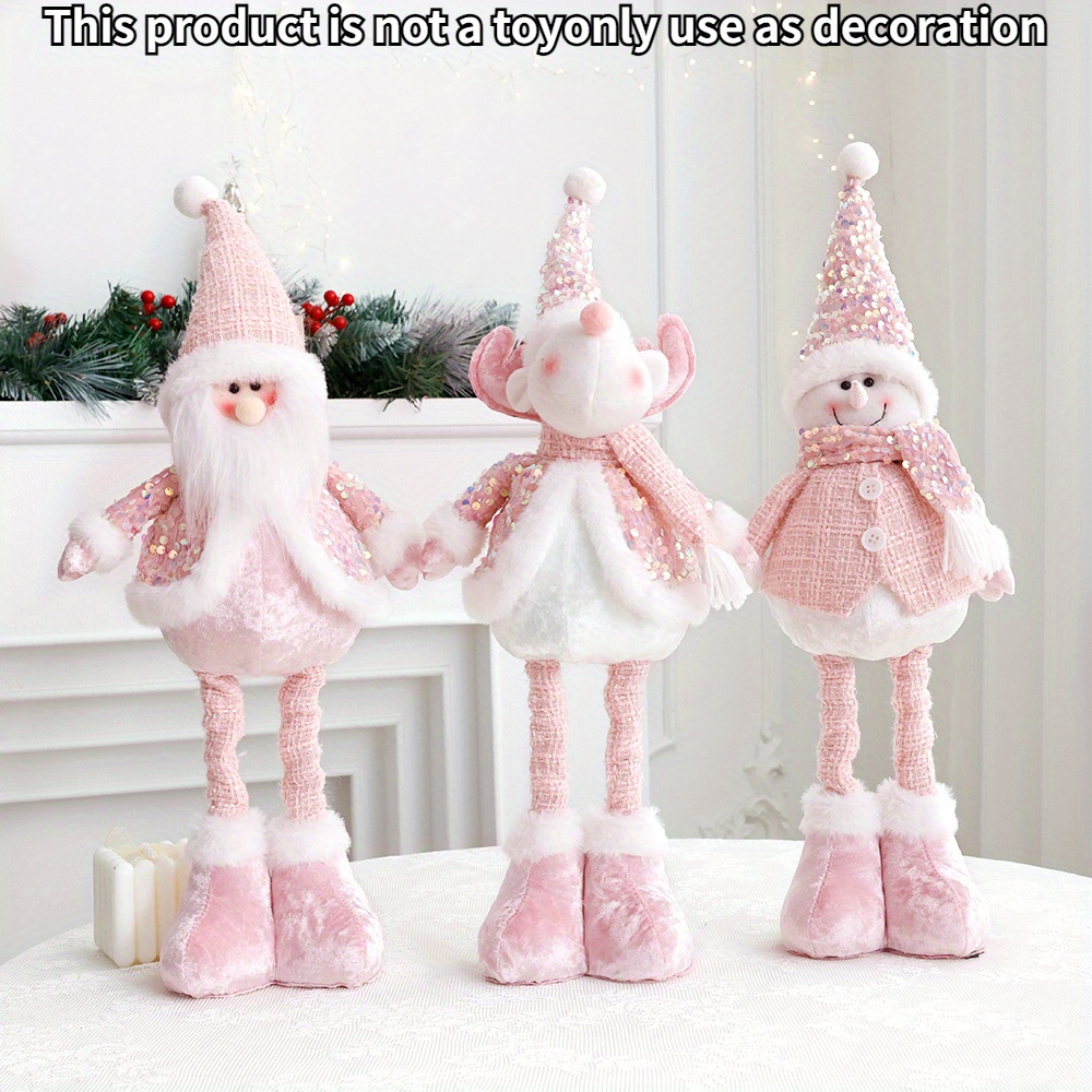 

Pink-legged Christmas Doll - Retractable Santa, Snowman & Elk Designs For Decor, Christmas Decor