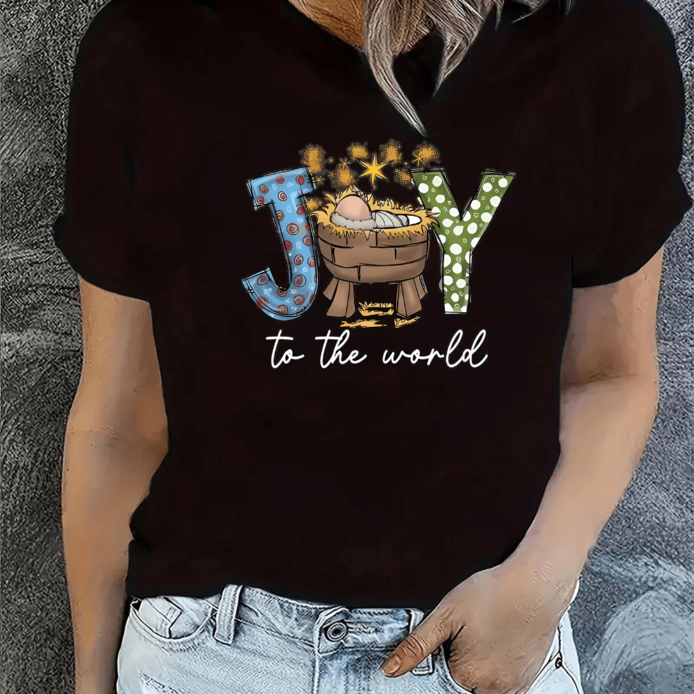 

Women's To The World Graphic T-shirt - Crew Neck, Short Sleeve, Knit Fabric, Polyester Blend With Stretch, Season Versatile Top