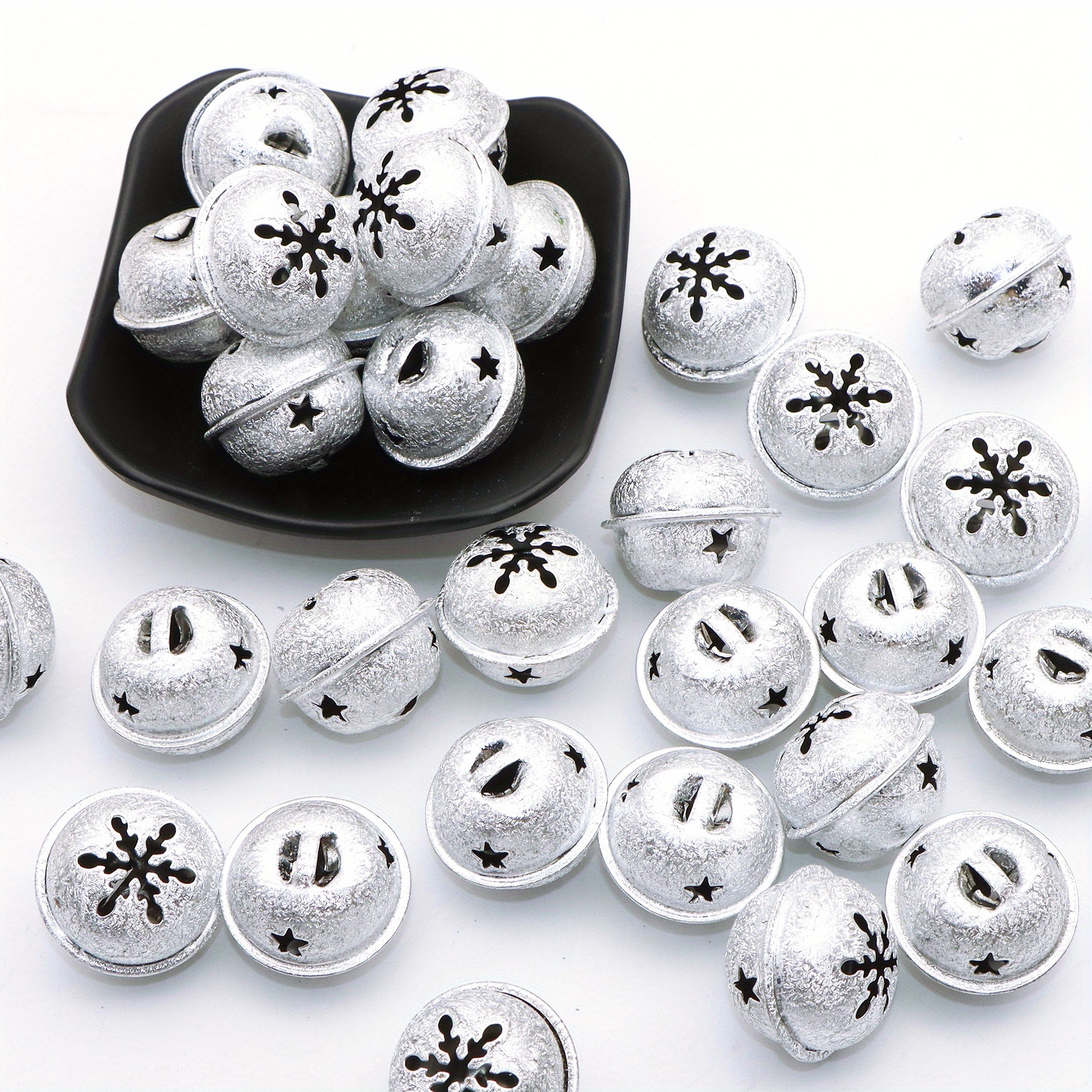 

10pcs Silvery Classic Christmas Sleigh Bells With And Star,holiday Party Decor,home Decor, Window Decor Pendant