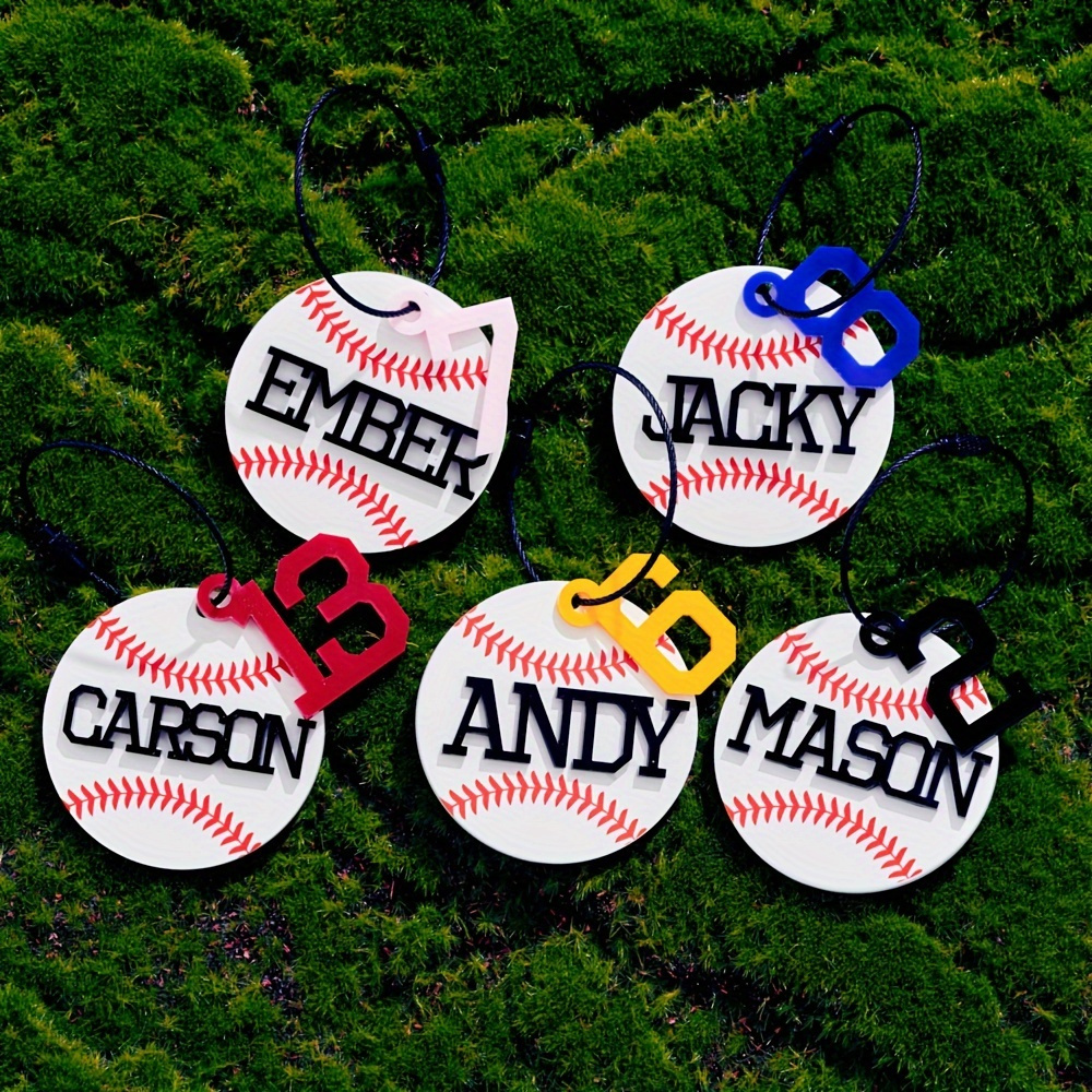 

Custom Acrylic Baseball & Softball Keychain - Diy Personalized Letter & Number Charms, Perfect Gift For Sports Fans