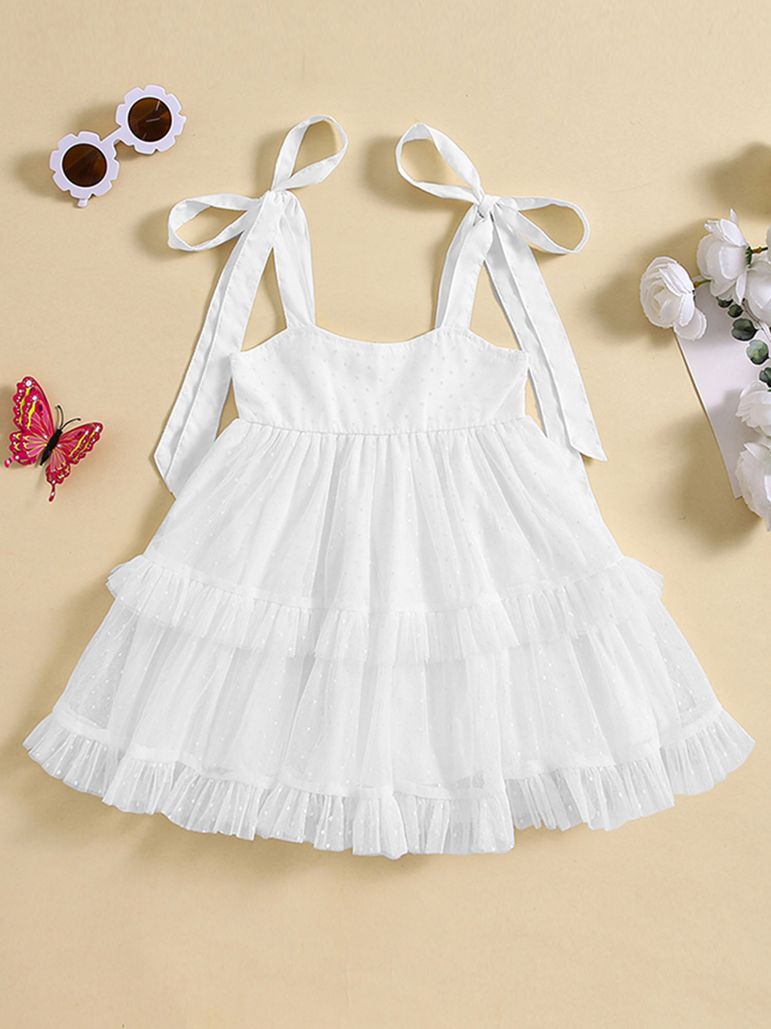 baby girl princess dress sleeveless tie strap dot - Temu