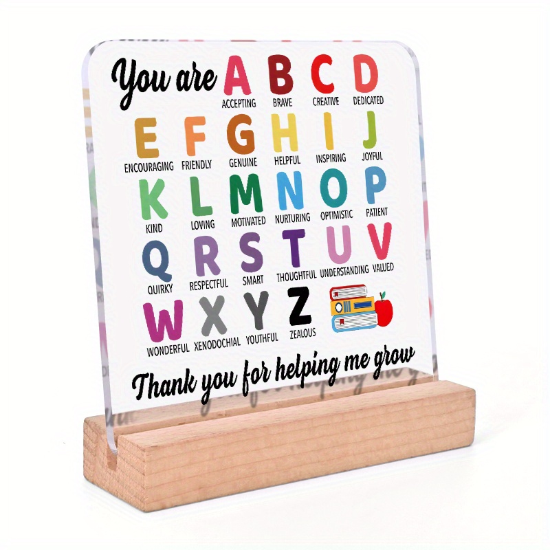 

Teacher Appreciation Desk Wooden Stand - ' You For Helping Me ' Plaque, For Educators